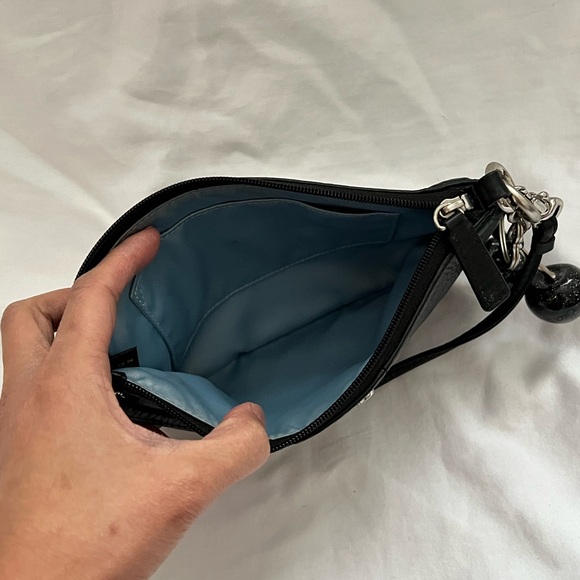 Vintage Coach Black Leather Mini Bag/Wristlet - Picture 5 of 6